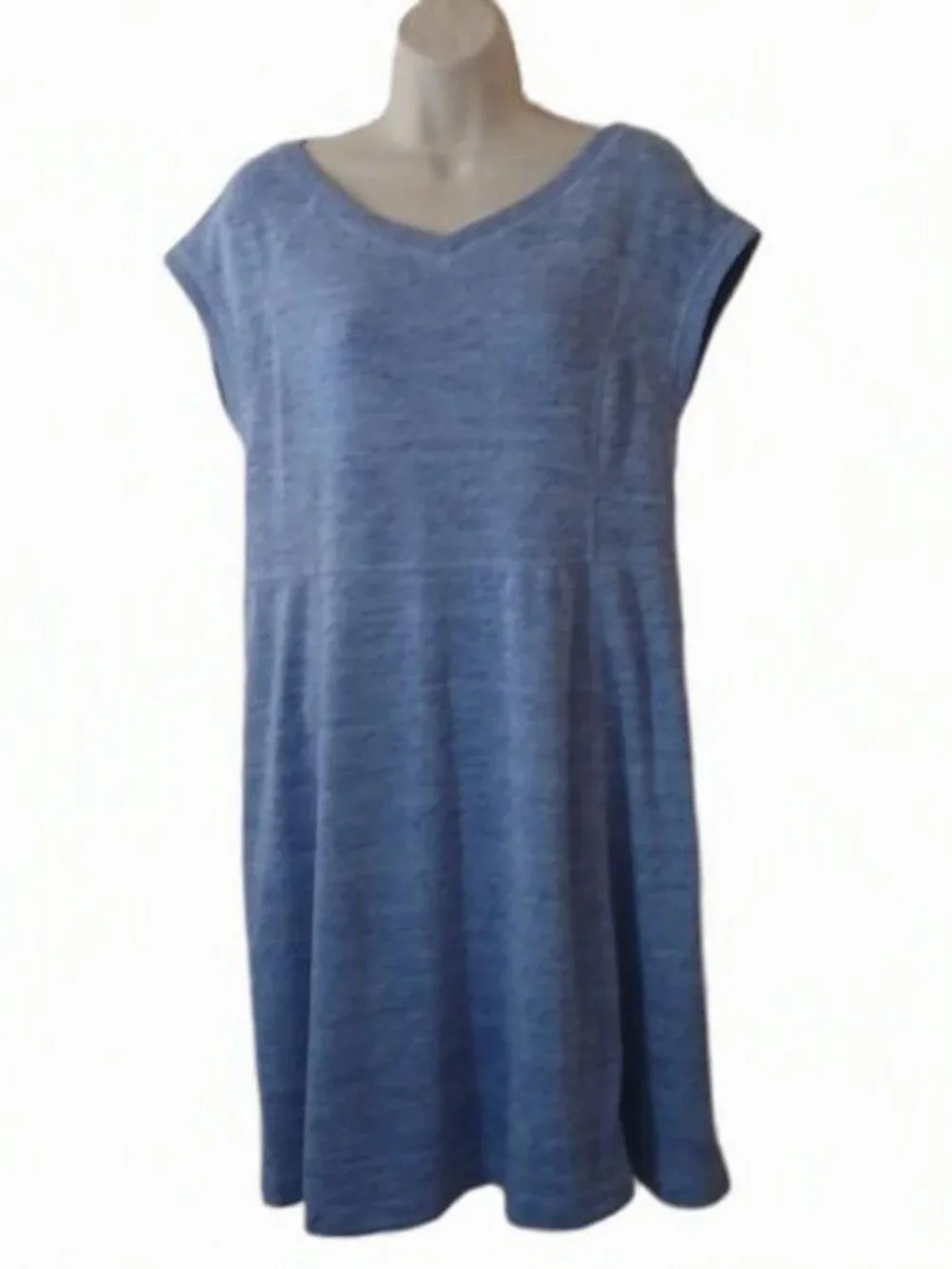 Light Blue Heathered Knit Dress – Petite Large